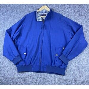 Vtg US Open Men's Harrington Jacket Golf Collection Blue Plaid Lined Zip Up Sz L